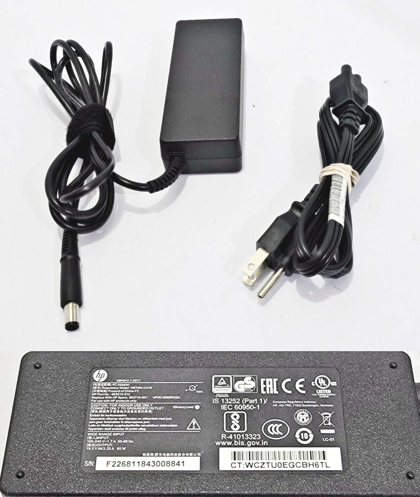 Genuine OEM HP HSTNN-CA15 19.5V 3.33A 65W AC Power Adapter Charger