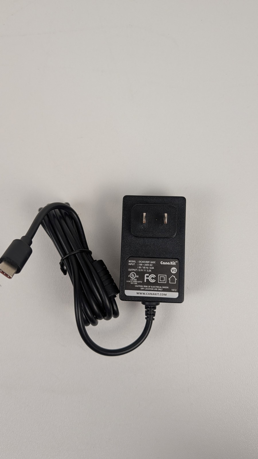 Canakit DCAR-RSP-3A5C DC 5.1V 3.5A USB-C Power Supply Adapter- Raspberry pi 4