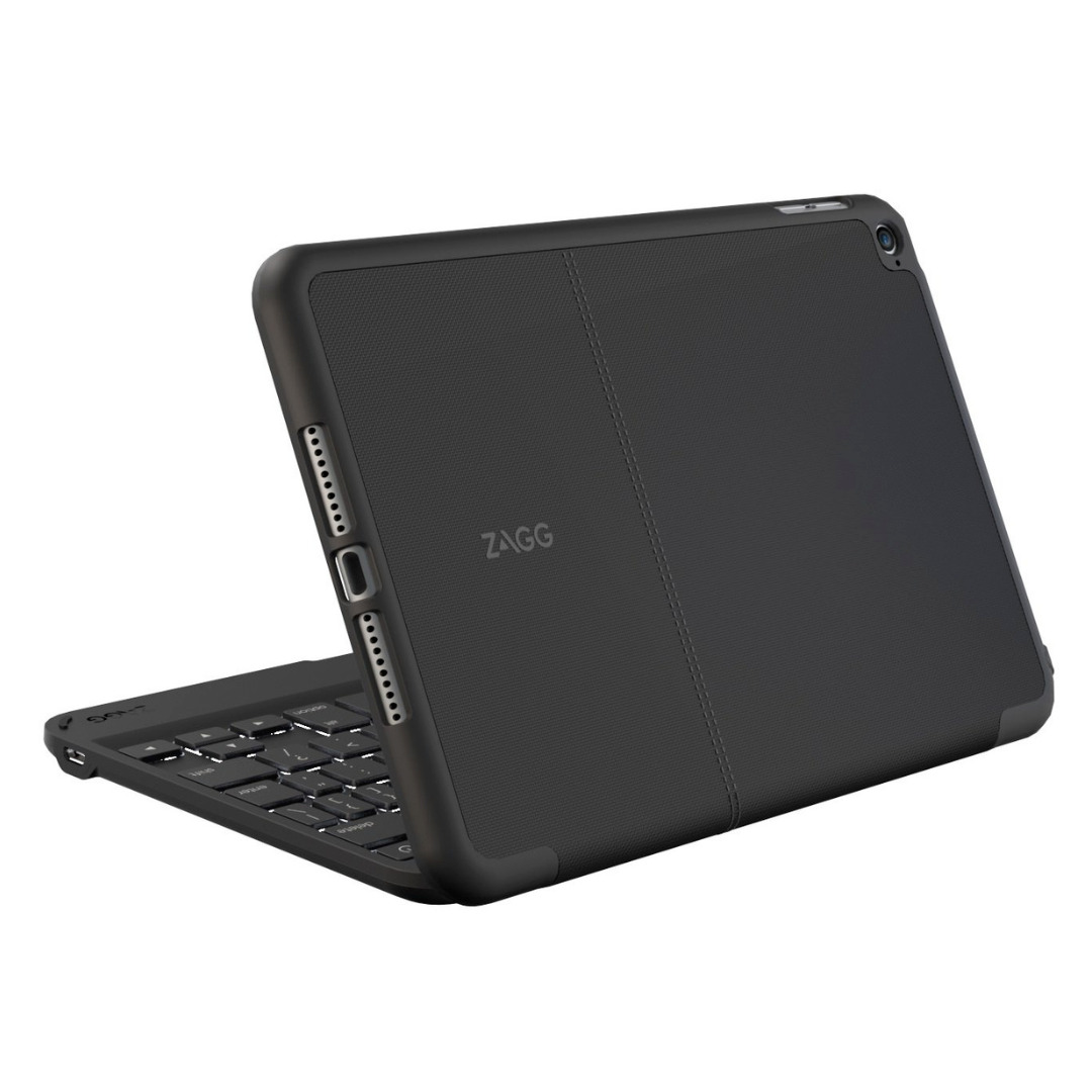 Zagg Folio Book Case Hinged Backlit Bluetooth Keyboard for iPad Mini 4 Black