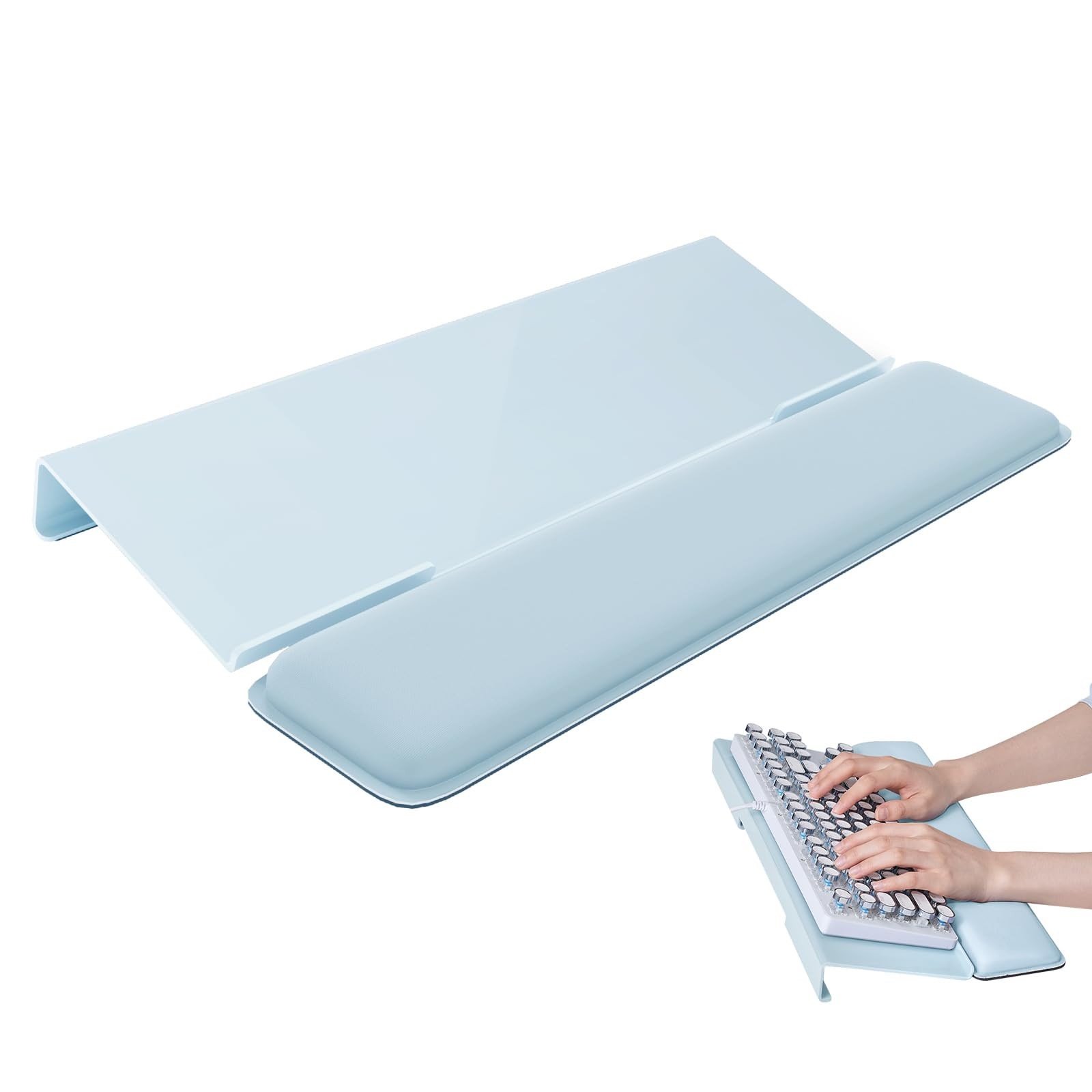 1 PCS Blue Computer Keyboard Stand Desktop Wrist Rest Holder Pad Office