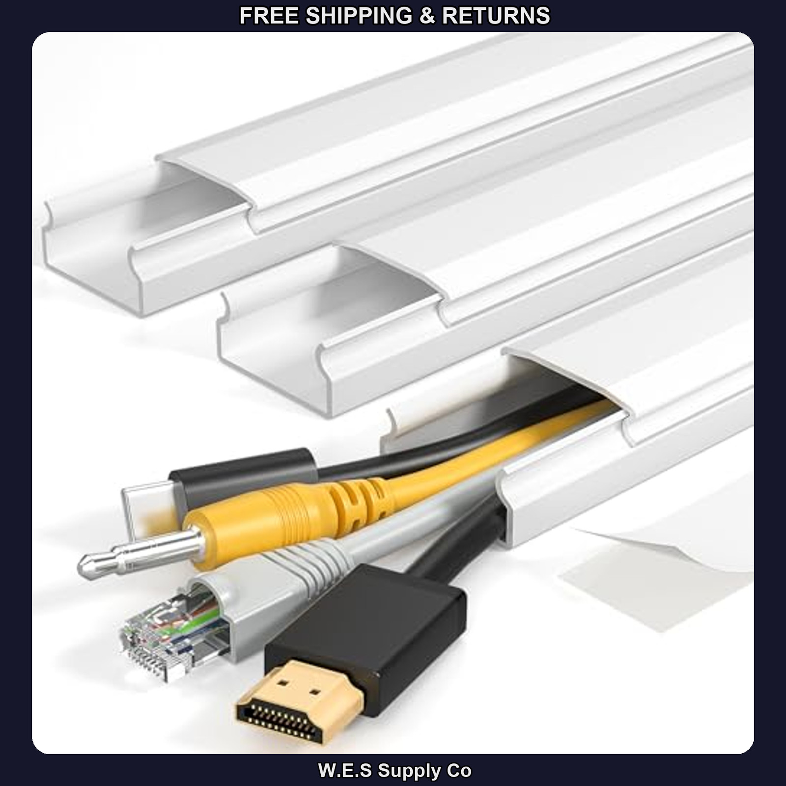 Yecaye TV Cord Hider, 42in Wall Cable Raceway Cover, White, 3-Pack