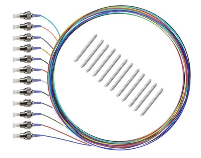 12 Strand Single-Mode FC OS2 Fiber Optic Pigtails for Fusion Splicing