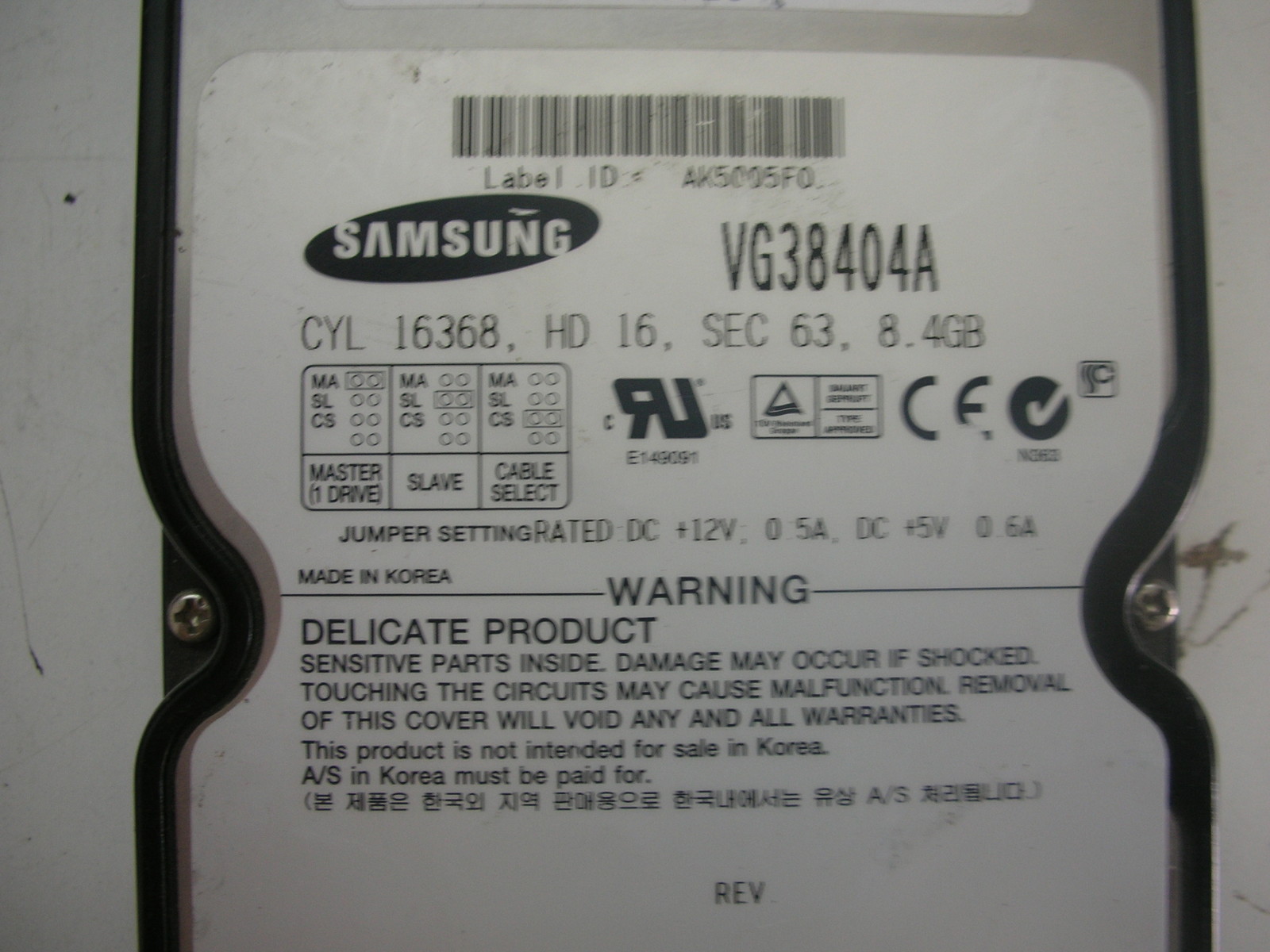 Samsung 8.4gb VG38404A BF41-10302N IDE