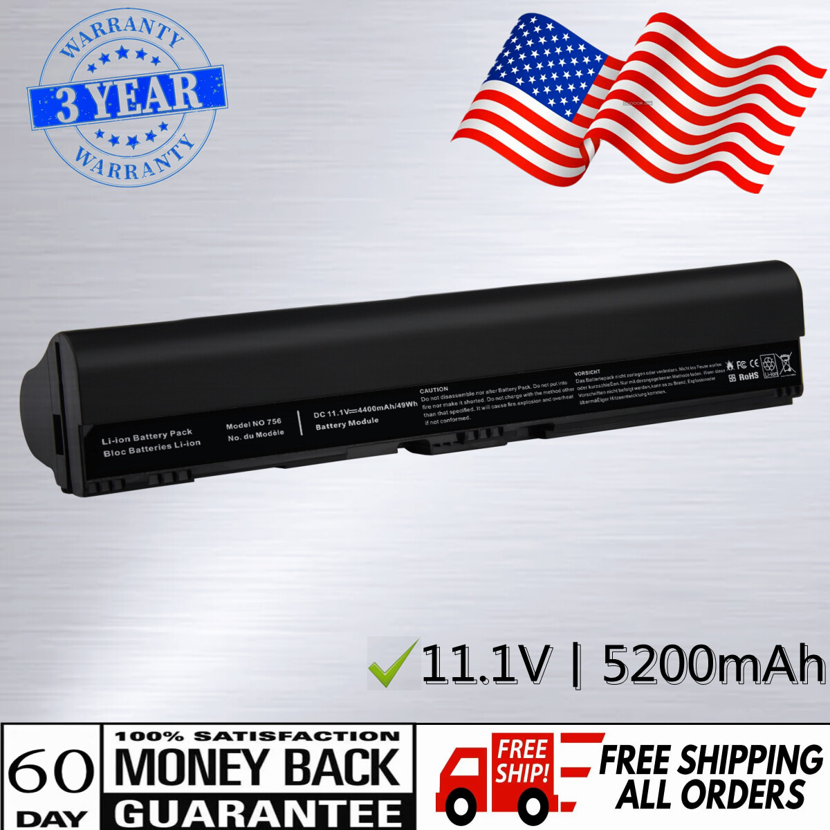 Battery for Acer One 756 725 TravelMate B113 B113M AL12X32 AL12B32 AL12A31 USA