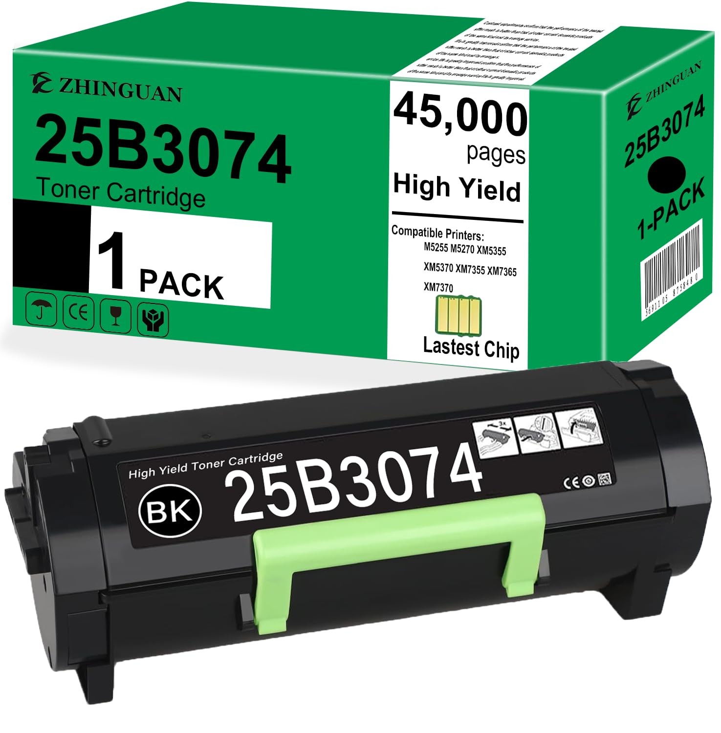ZHINGUAN 25B3074 Extra High Yield Toner Cartridge Compatible for small, black
