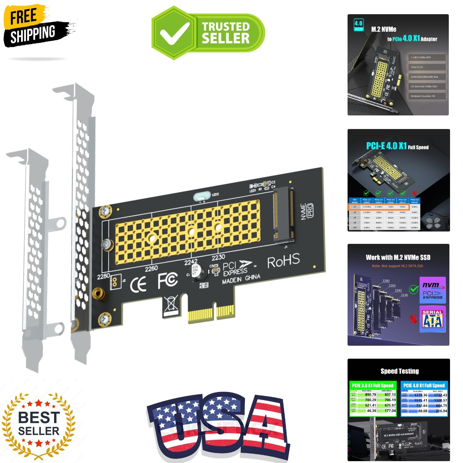 PA09-X1 M.2 NVMe to PCIe 4.0 X1 Adapter