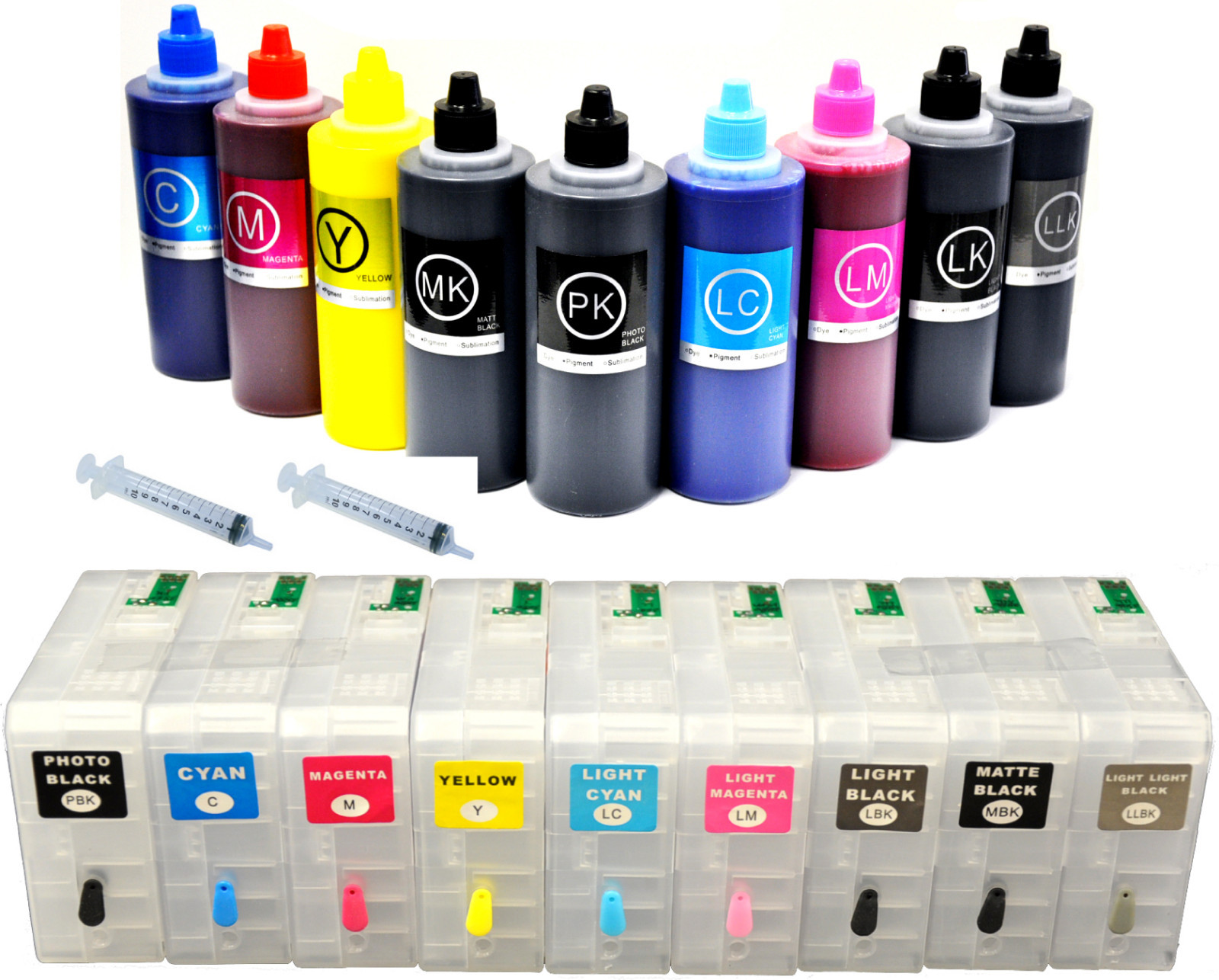 9x80ml Refillable Compatible Cartridge+9x100ml UltraChrom K3 ink for Stylus 3800