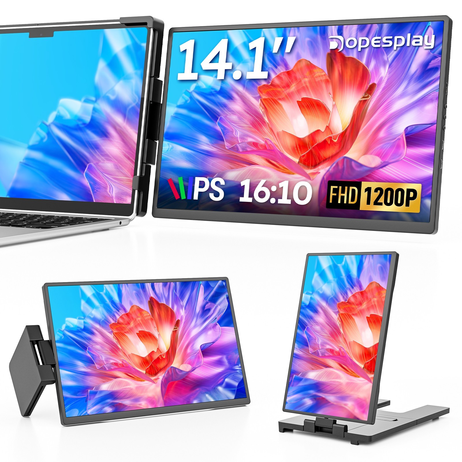 Dopesplay 14'' Laptop Screen Extender Portable Monitor 1200P FHD IPS for 14-17"