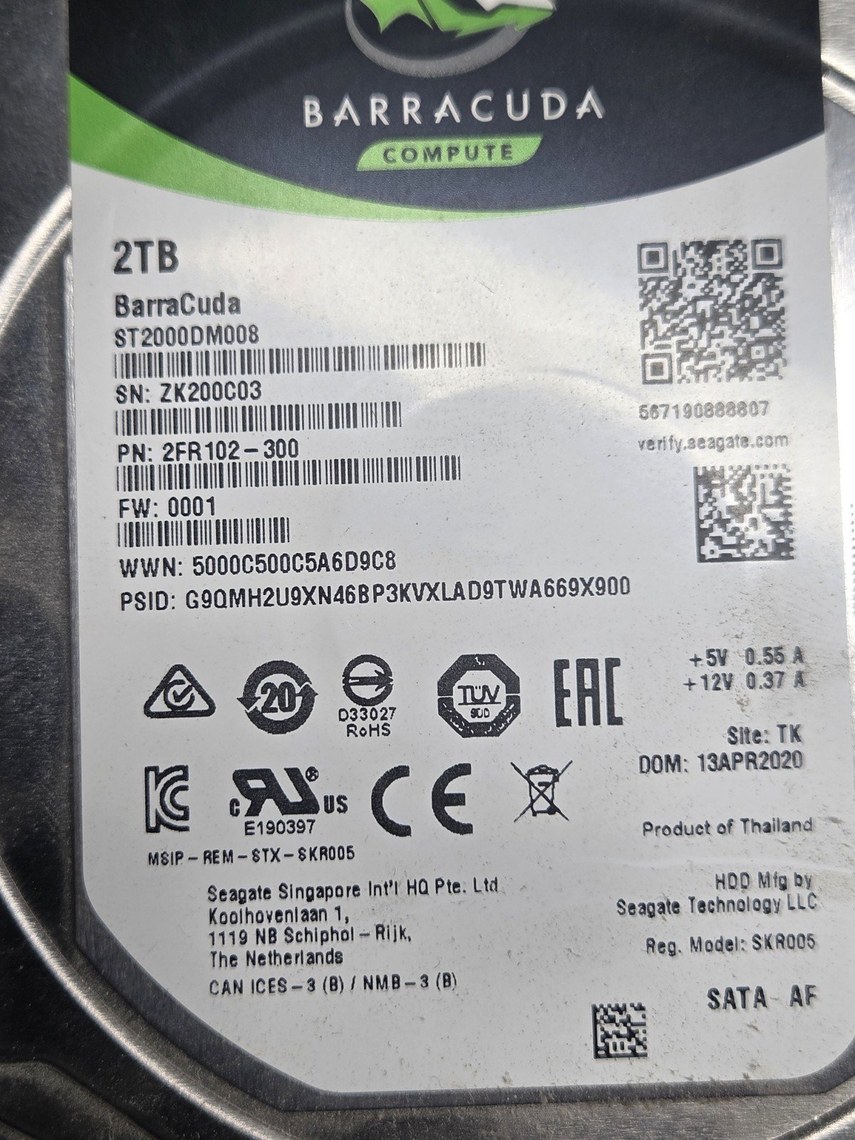 Seagate 3.5" Barracuda 2TB SATA III 6Gbps HDD ST2000DM008  TESTED see pictures