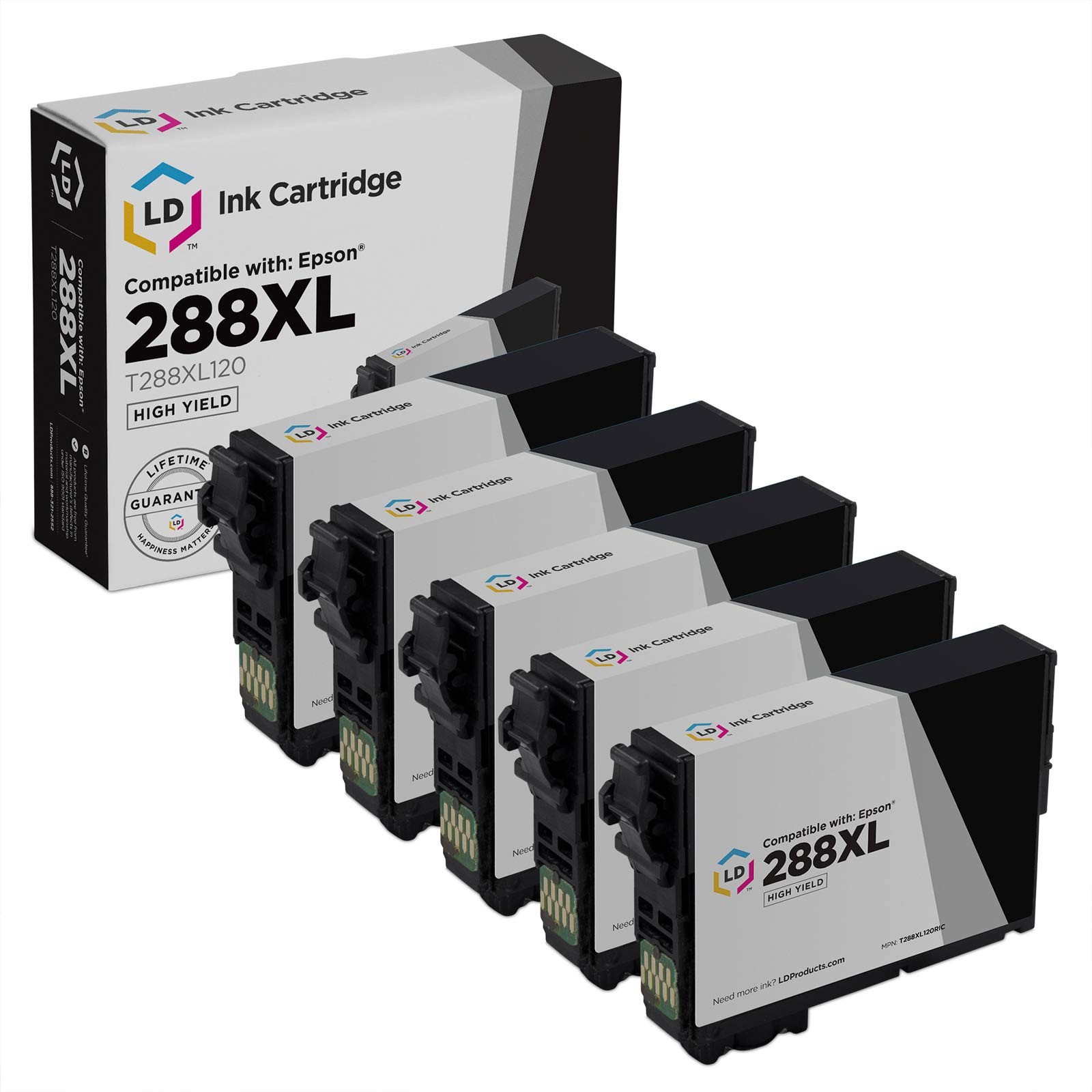 LD Replacement Epson T288XL120 (288XL) Black Ink Set of 5 for XP-330, XP-434