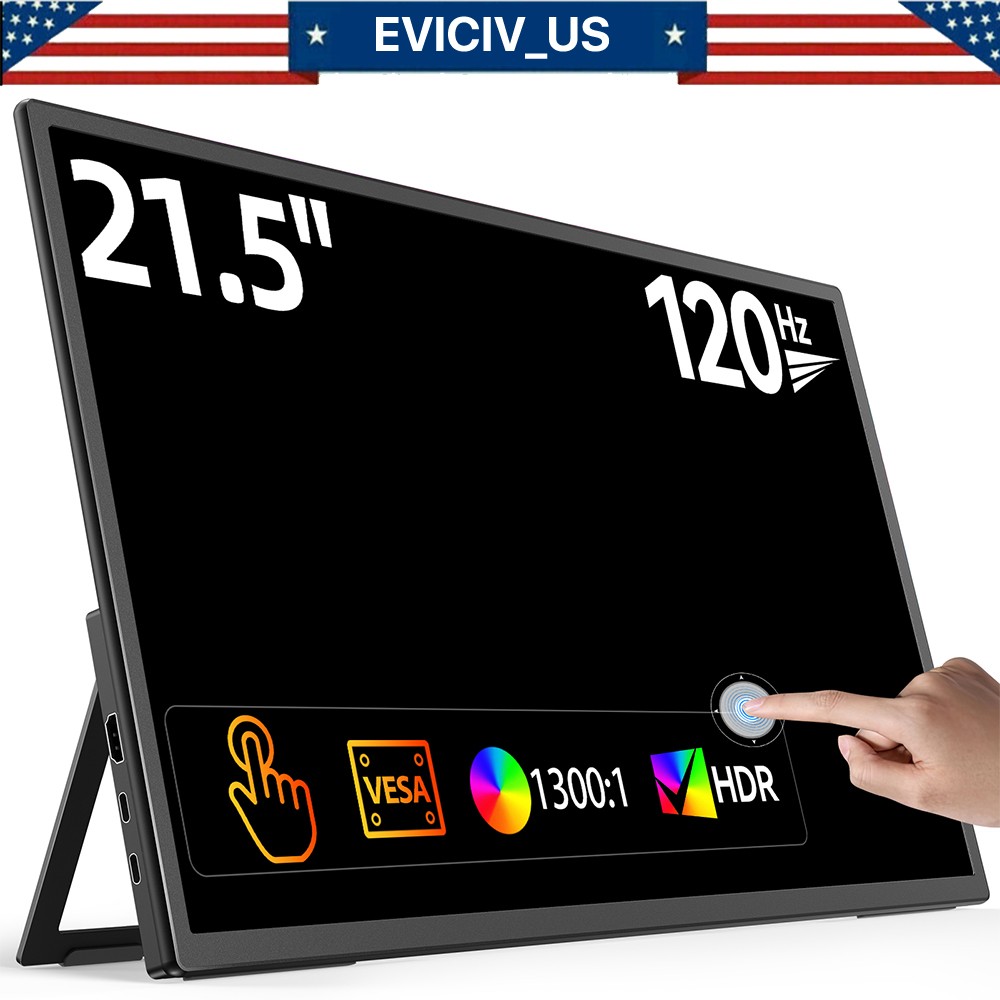 21.5" 120Hz Touchsreen Portable Monitor USB-C Ultra Slim Screen LCD Display 2025