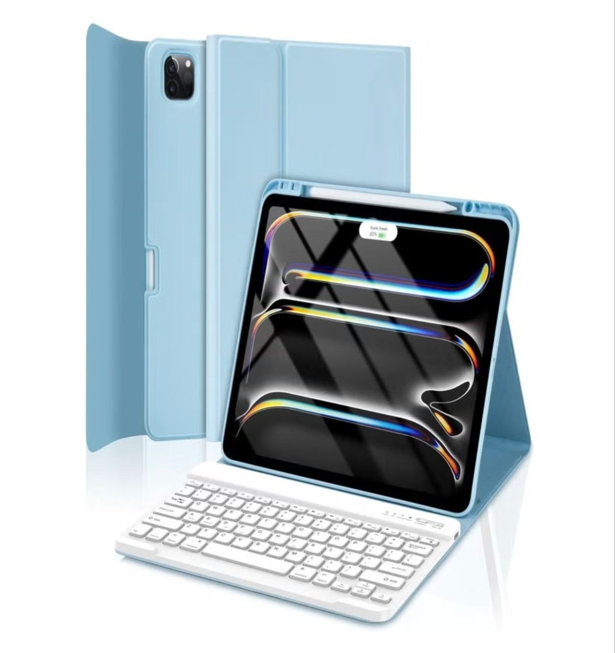 TQQ Magnetic Wireless Keyboard Case for iPad Pro 13-inch M4 2024 Blue Stand