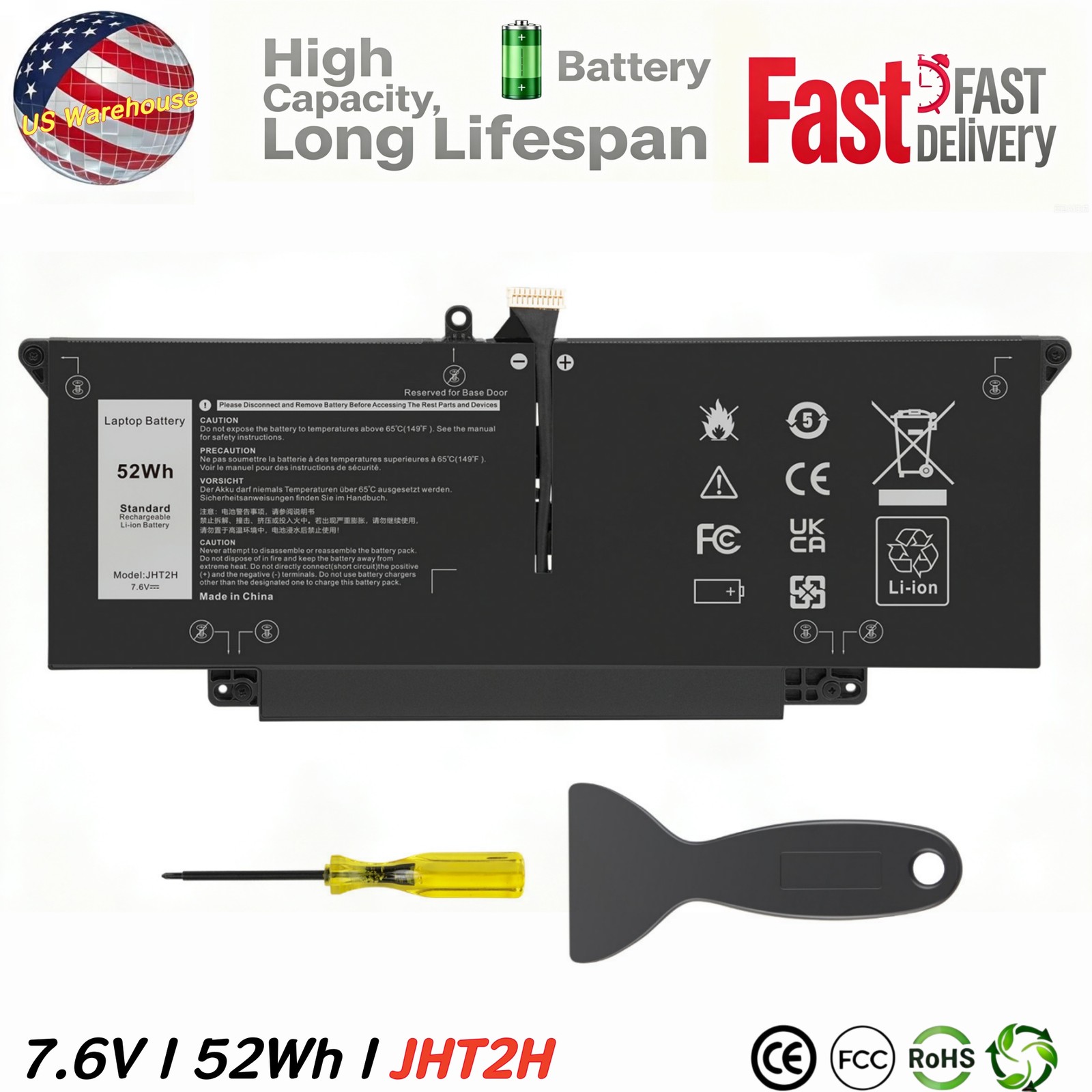 ✅LOT 10x JHT2H Battery For Dell Latitude 7310 7410 Series HRGYV 0HRGYV 0WY9MP
