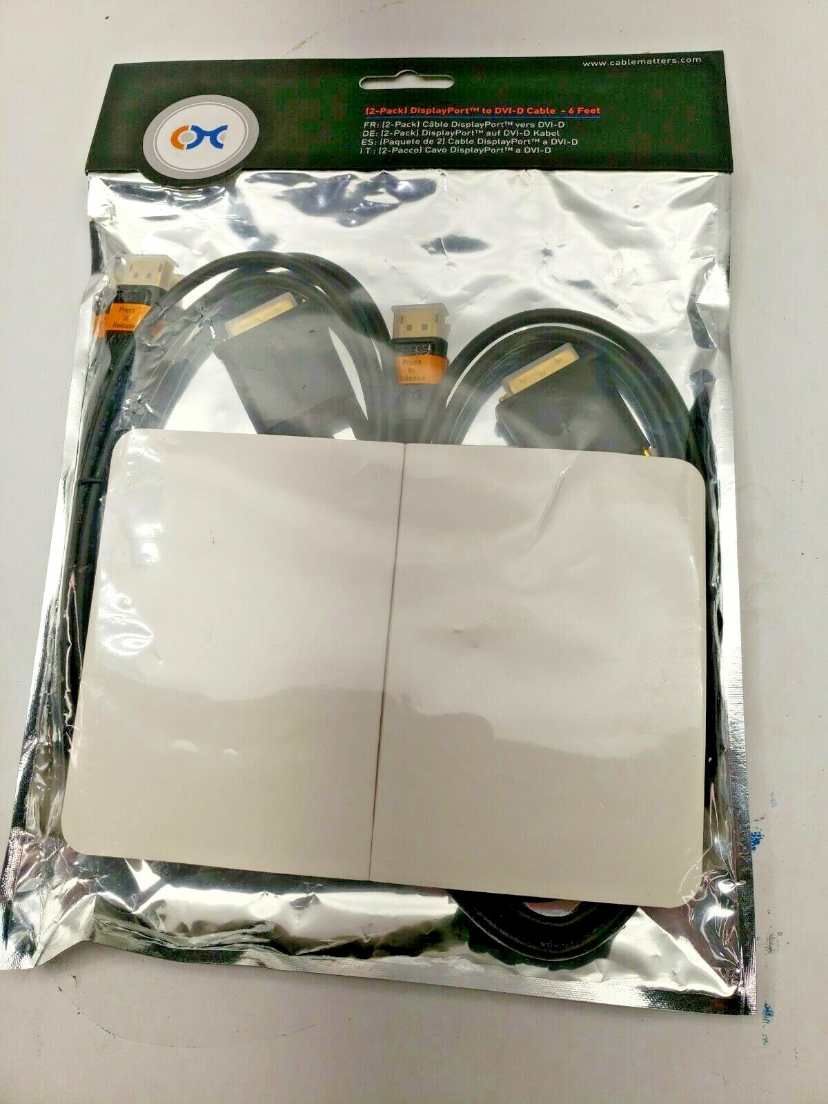 2-Pack, Gold Plated DisplayPort to DVI Cable 6 Feet