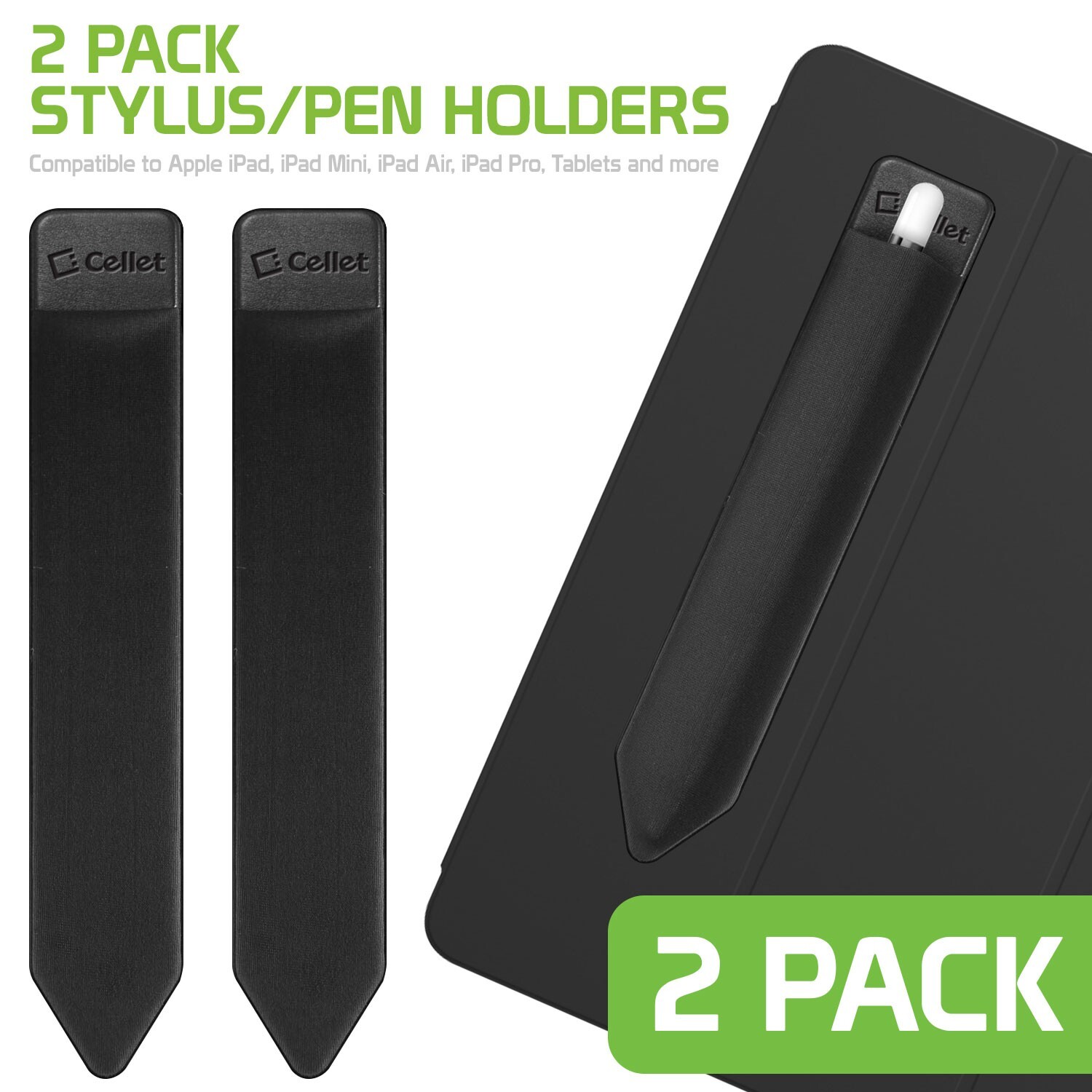 Cellet Stylus Pen / Pencil Holder; Elastic Pocket Sleeve 3M Adhesive Sticky Back