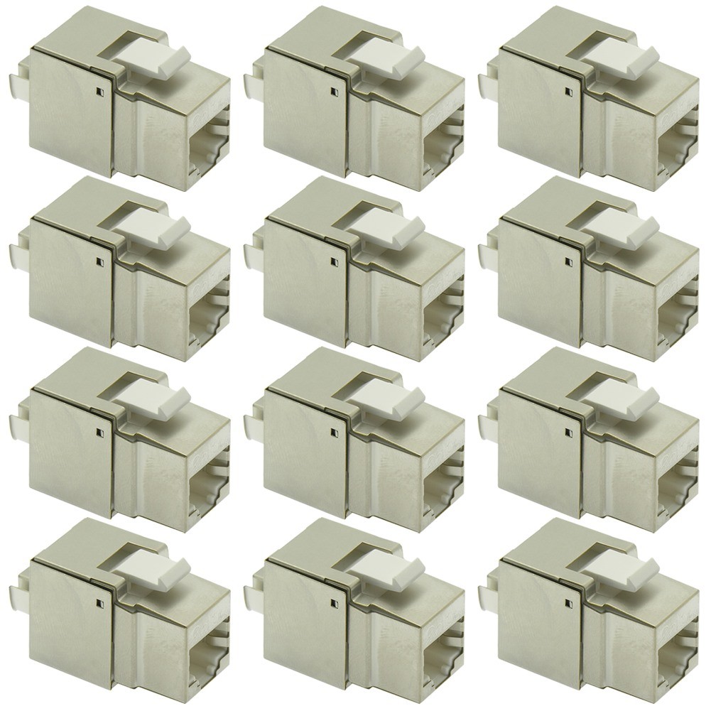 12 Pcs Cat5E RJ45 Network LAN Ethernet Keystone Jack Shield 110 Punch Down Gold