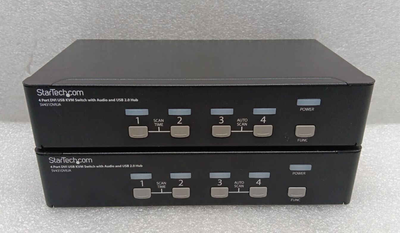Lot Of 2 StarTech 4-Port DVI USB KVM Switch w/ Audio & USB 2.0 Hub [No AC] #99