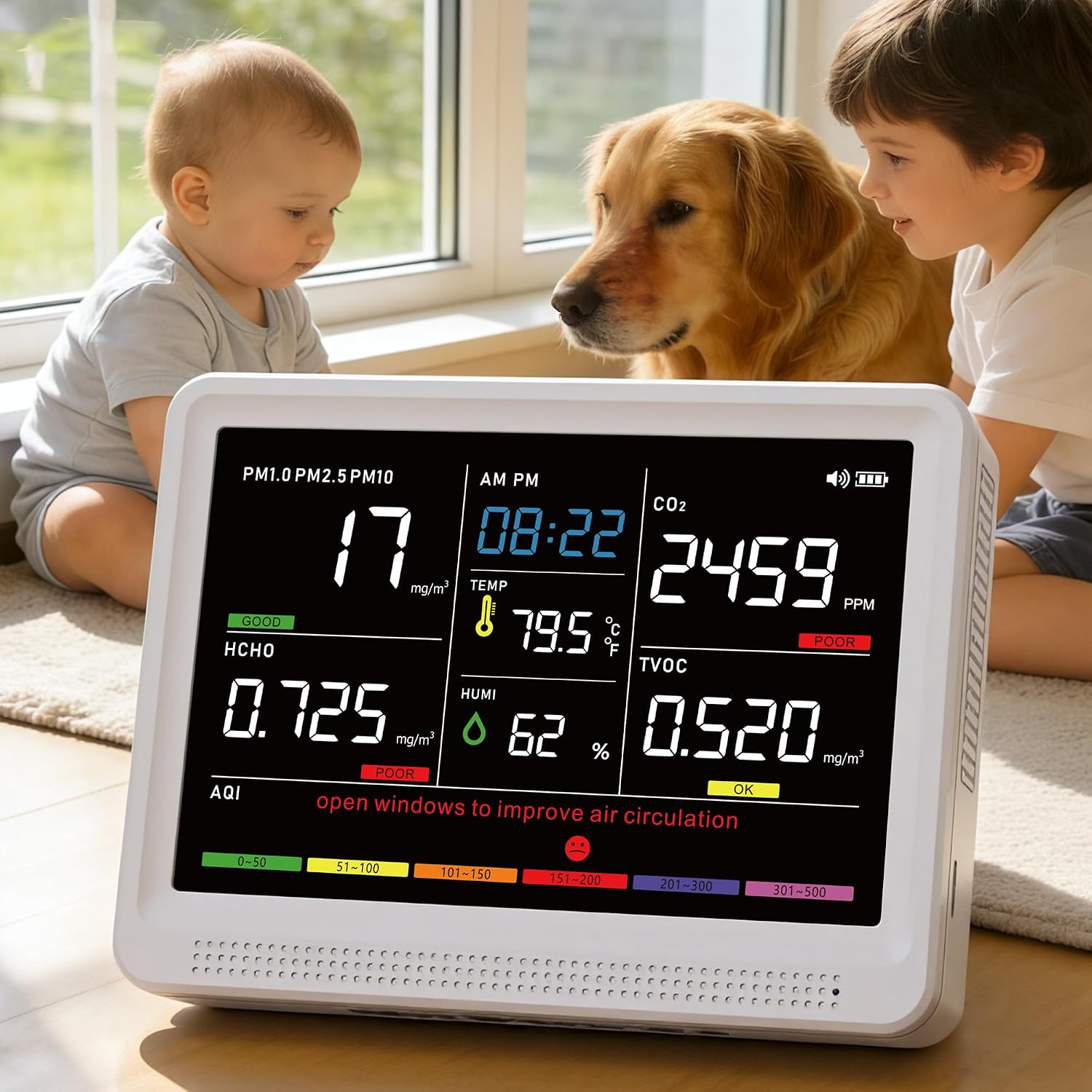 16 in 1 Air Quality Monitor Indoor High-Precision CO2 Monitor & HD Screen