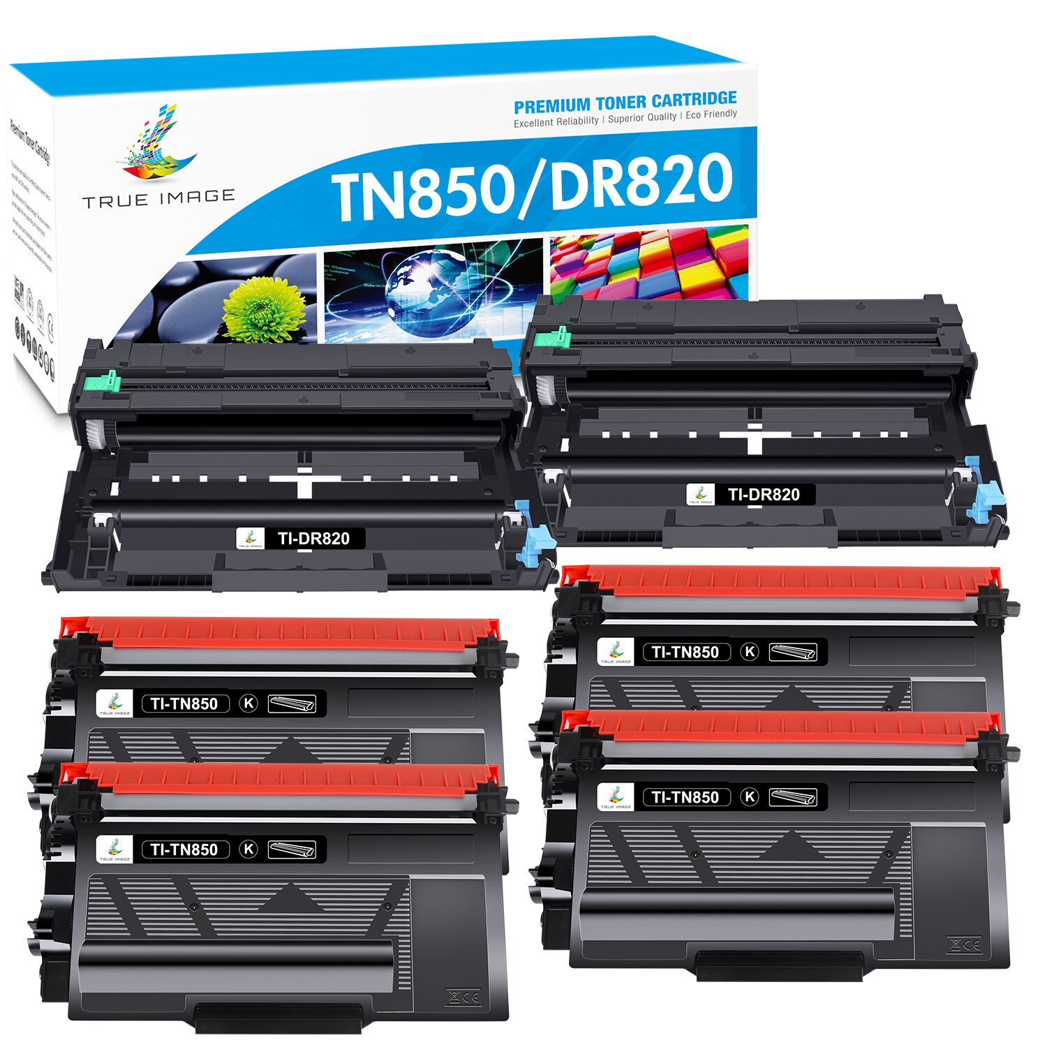 6PK DR820 Drum and TN850 Black Toner fits for Brother TN820 HL-L5000D L6250DW
