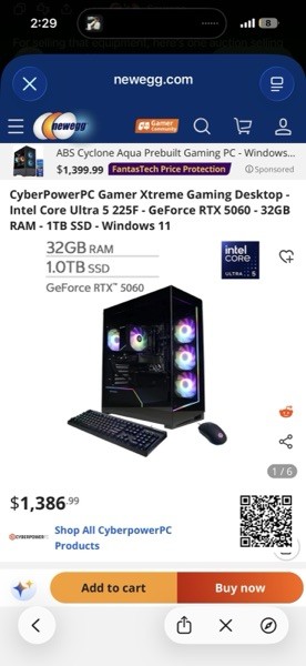 CyberPowerPC Gamer Xtreme Intel Core Ultra 5 225F RTX 5060 32GB 2TB SSD W11