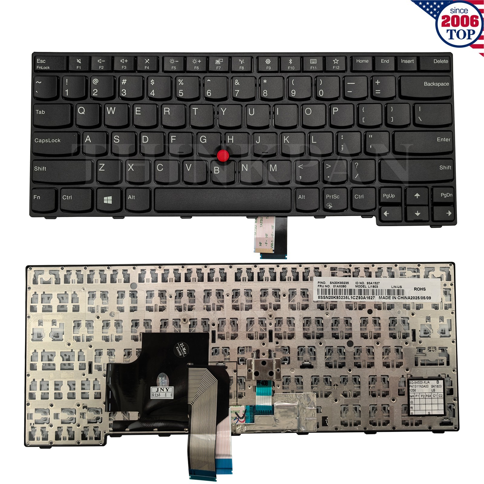 New US Keyboard Non-Backlit for Lenovo Thinkpad E470 E470C E475 01AX080 01AX040