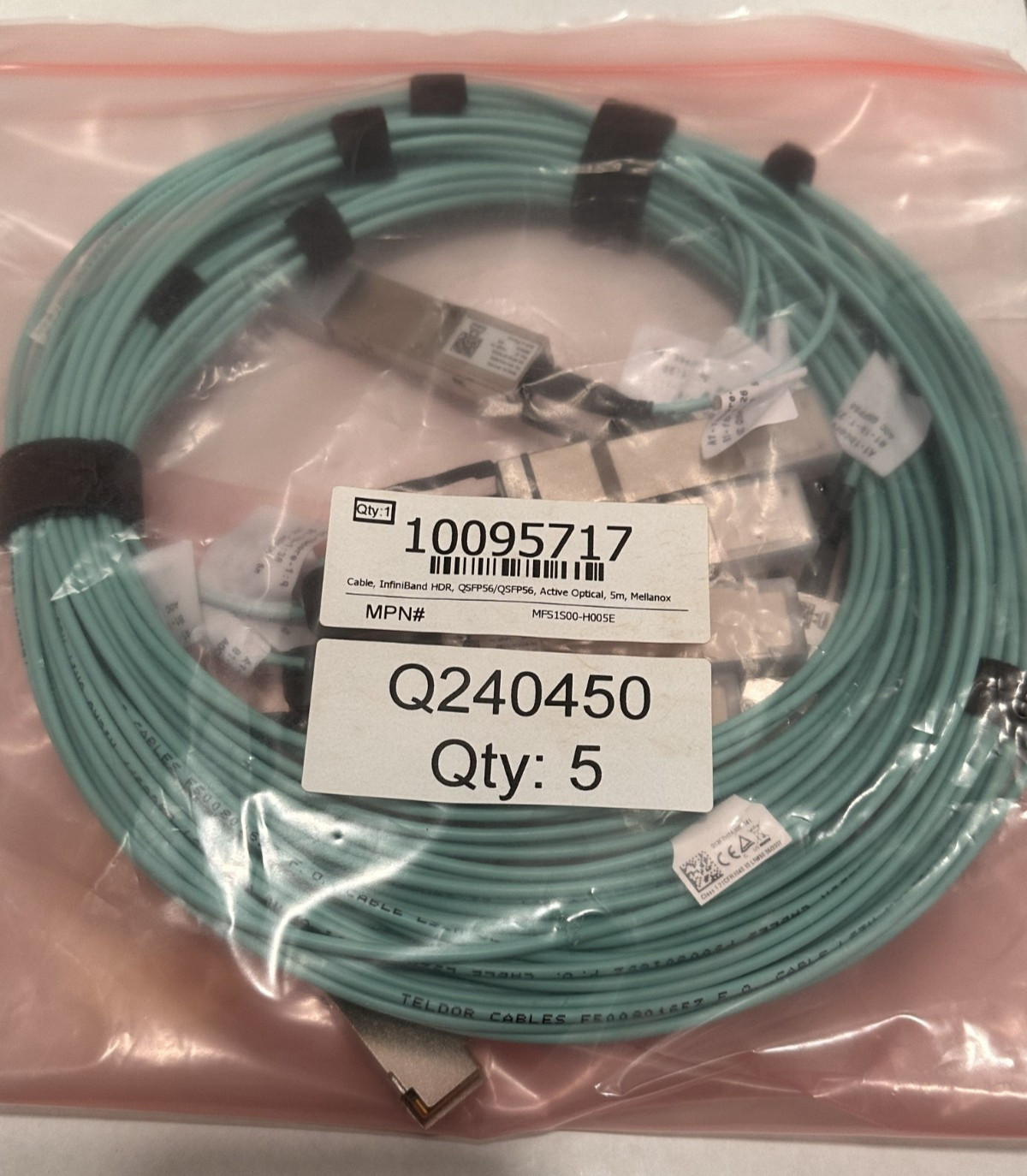 NVIDIA/Mellanox MFS1S00-H005E AOC QSFP56 InfiniBand HDR Active Optical - 5 pack