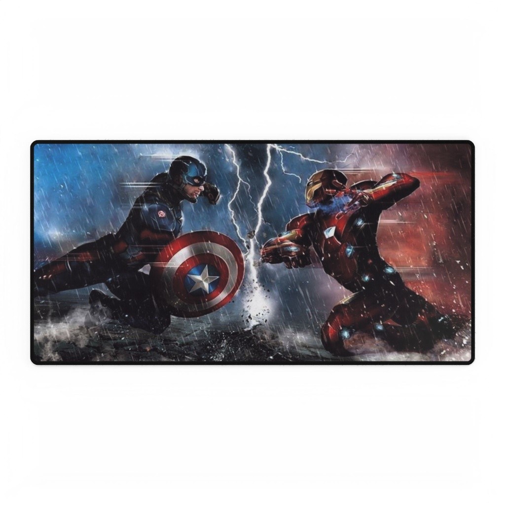 Captain America Vs Iron Man Rain Storm Clash Mouse Pad Desk Mats Marvel Comics
