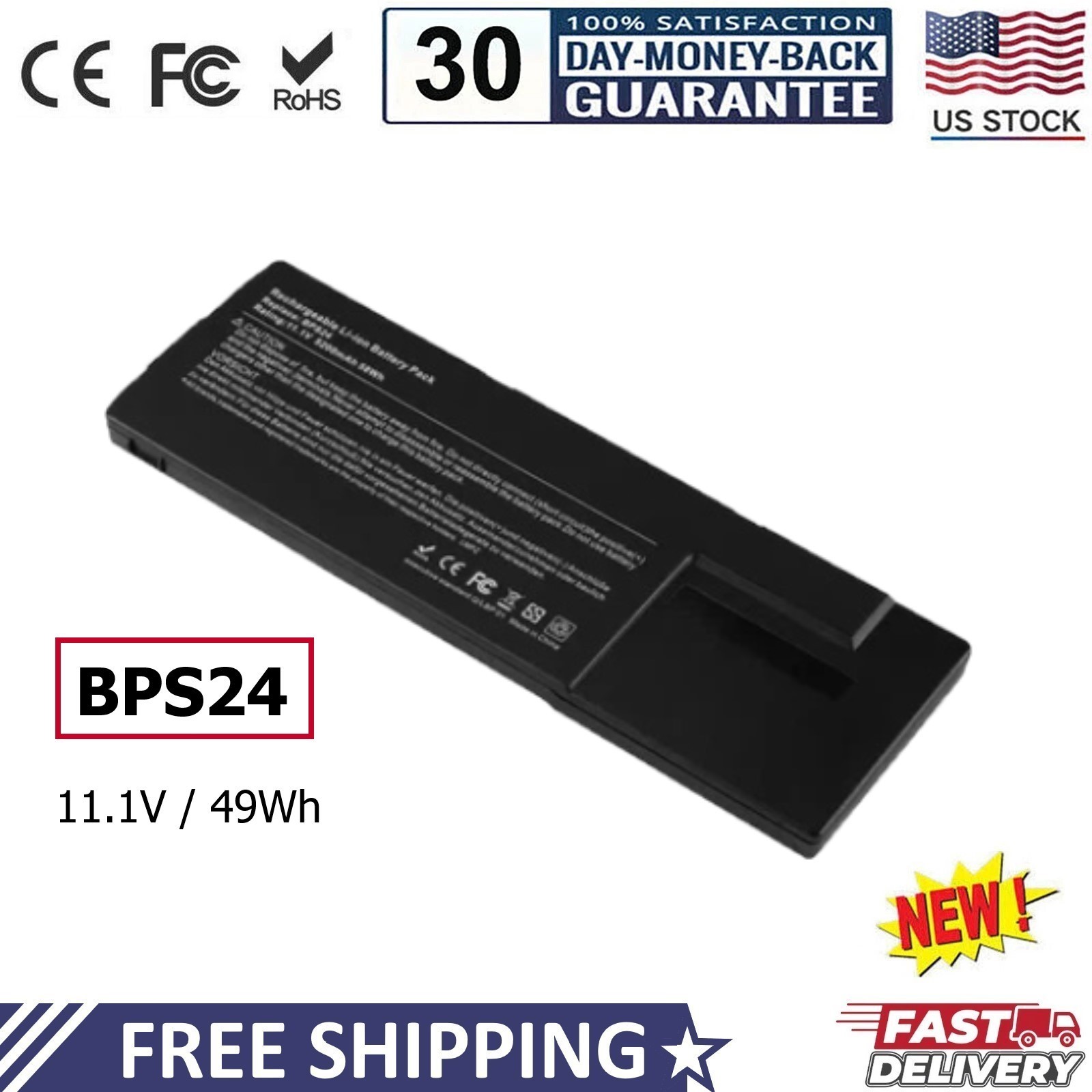 New 11.1V 4400mAh BPS24 Laptop Battery For Sony VAIO SVS151290X 49Wh Local USA