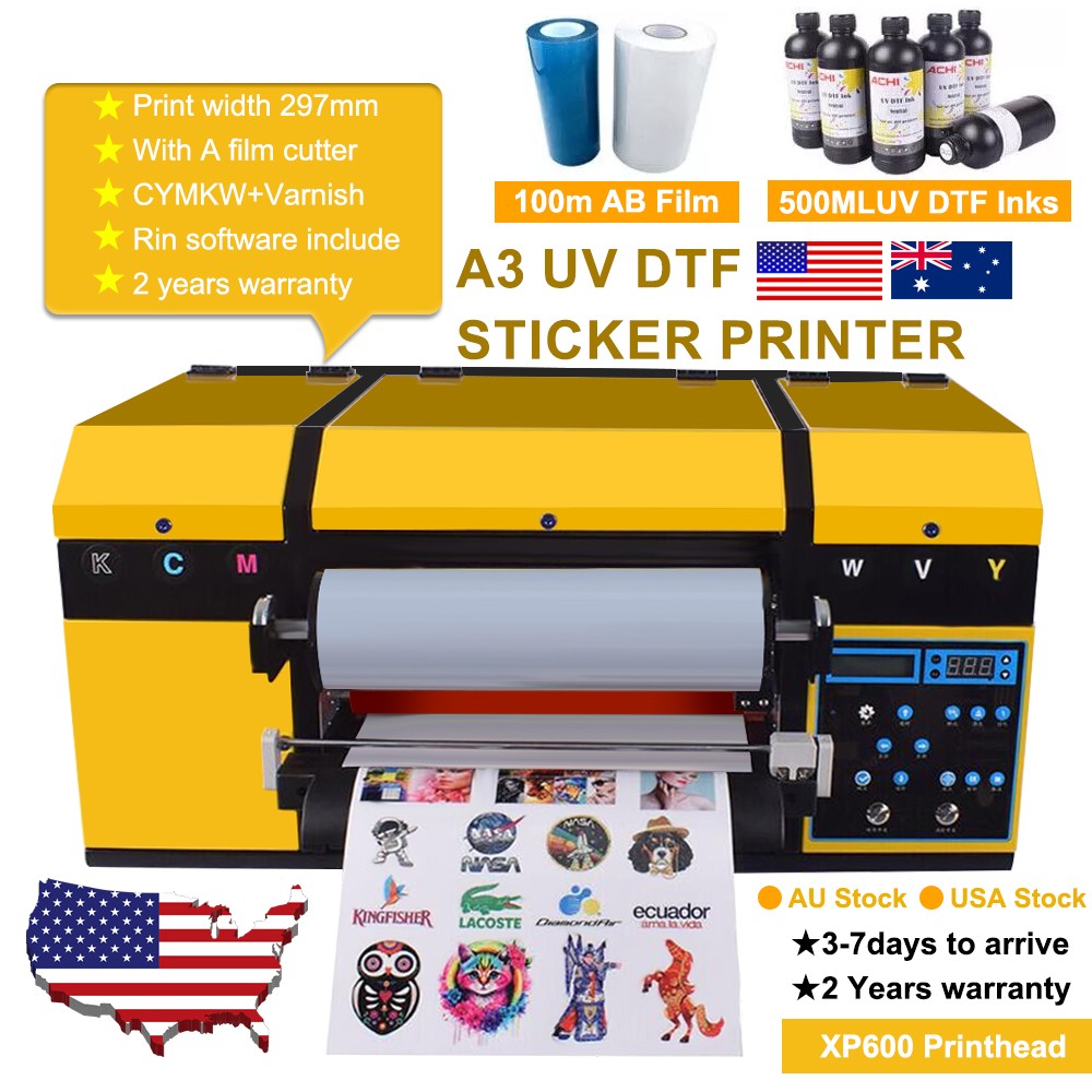 A3 UV DTF Printer Laminating Machine 2pcs XP600 head for AB Film Sticker printer