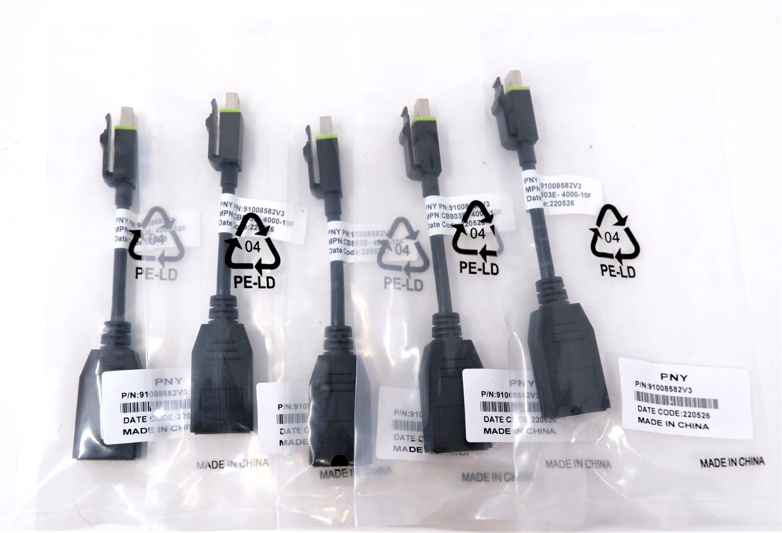 PNY 91008582V3 MINI DP DISPLAYPORT M - DISPLAYPORT F ADAPTER 5PK - NEW & SEALED
