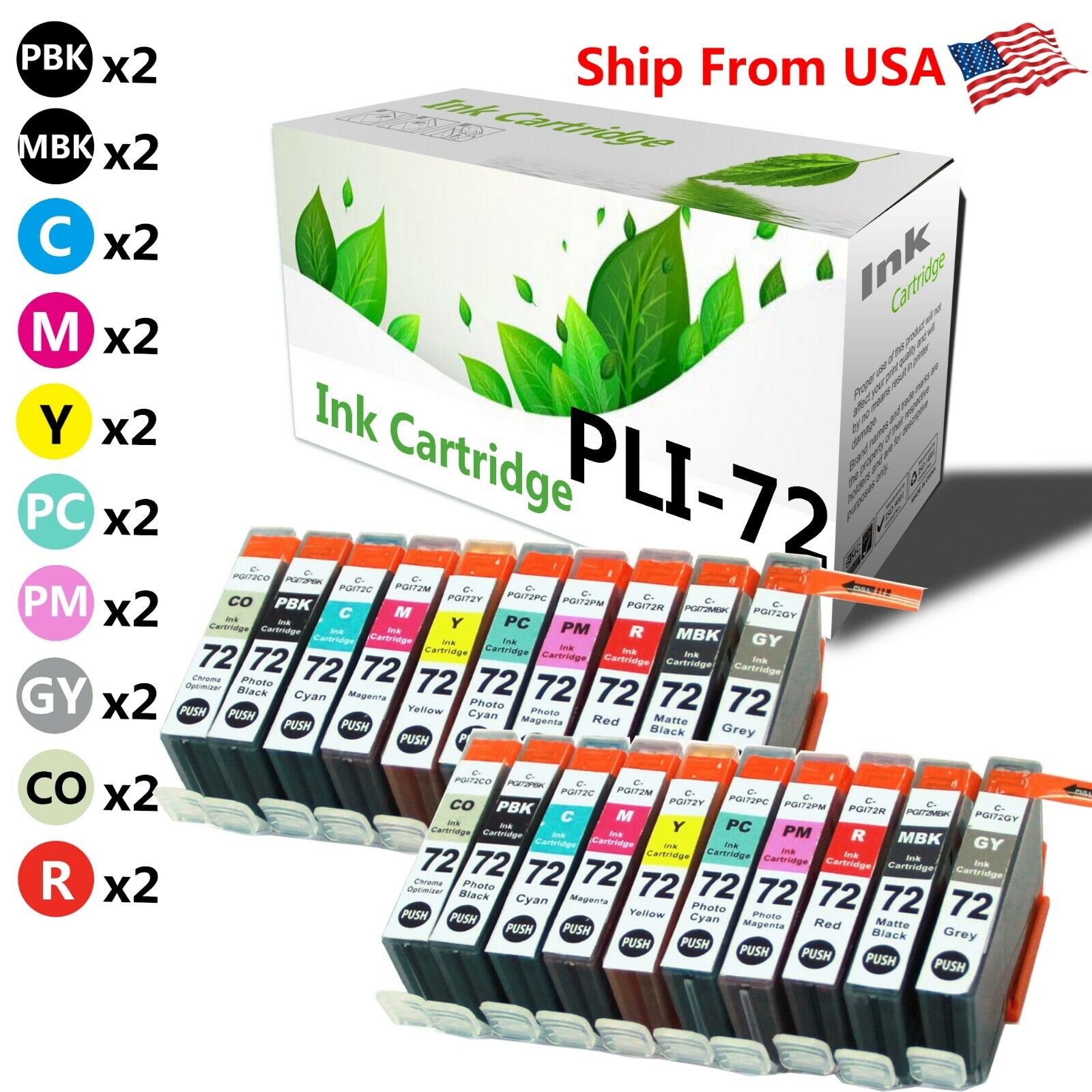 20 Pack PGI72 PGI 72 Ink Cartridge for PIXMA Pro-10 Printer