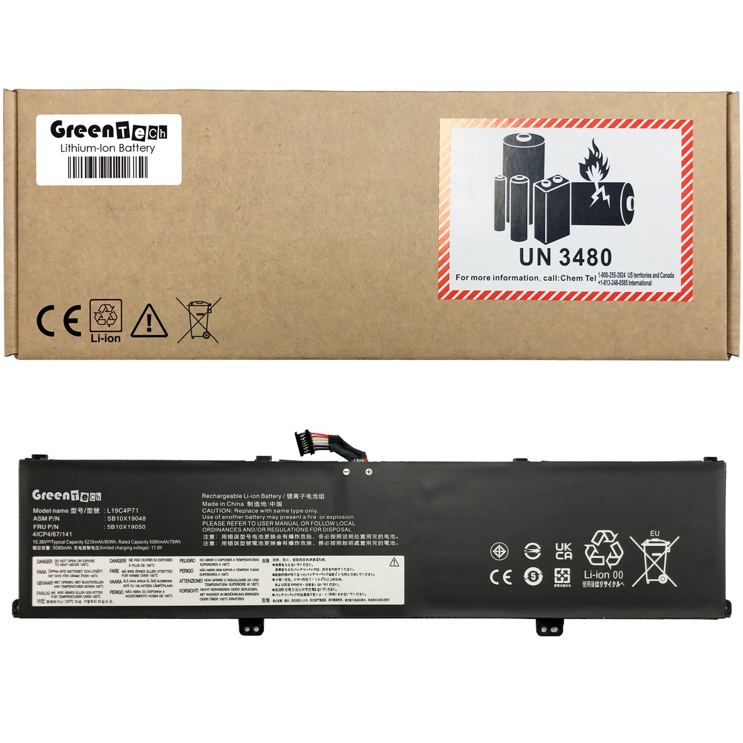 GREENTECH L19M4P71 5B10X19049 BATTERY FOR THINKPAD X1 EXTREME G3 80WHR L19C4P71
