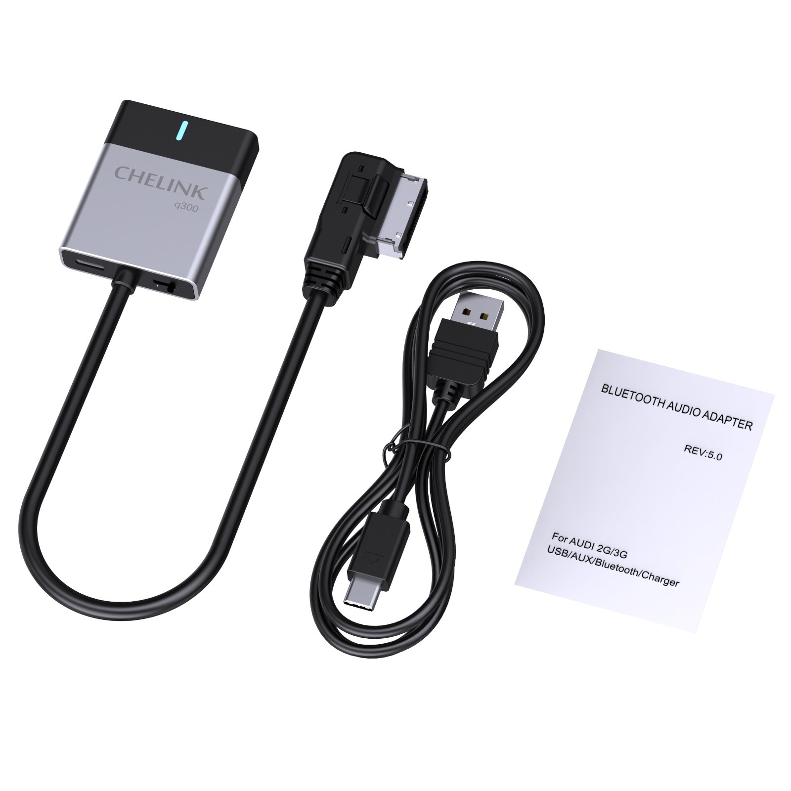 Bluetooth 5.0 Car Adapter for Audi MMI 3G/2G, Wireless Audio Receiver, VW MDI Co