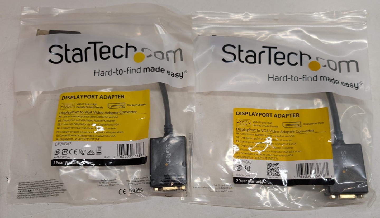 25x StarTech DP2VGA2 DisplayPort to VGA Adapter Active Converter 1080p NOS