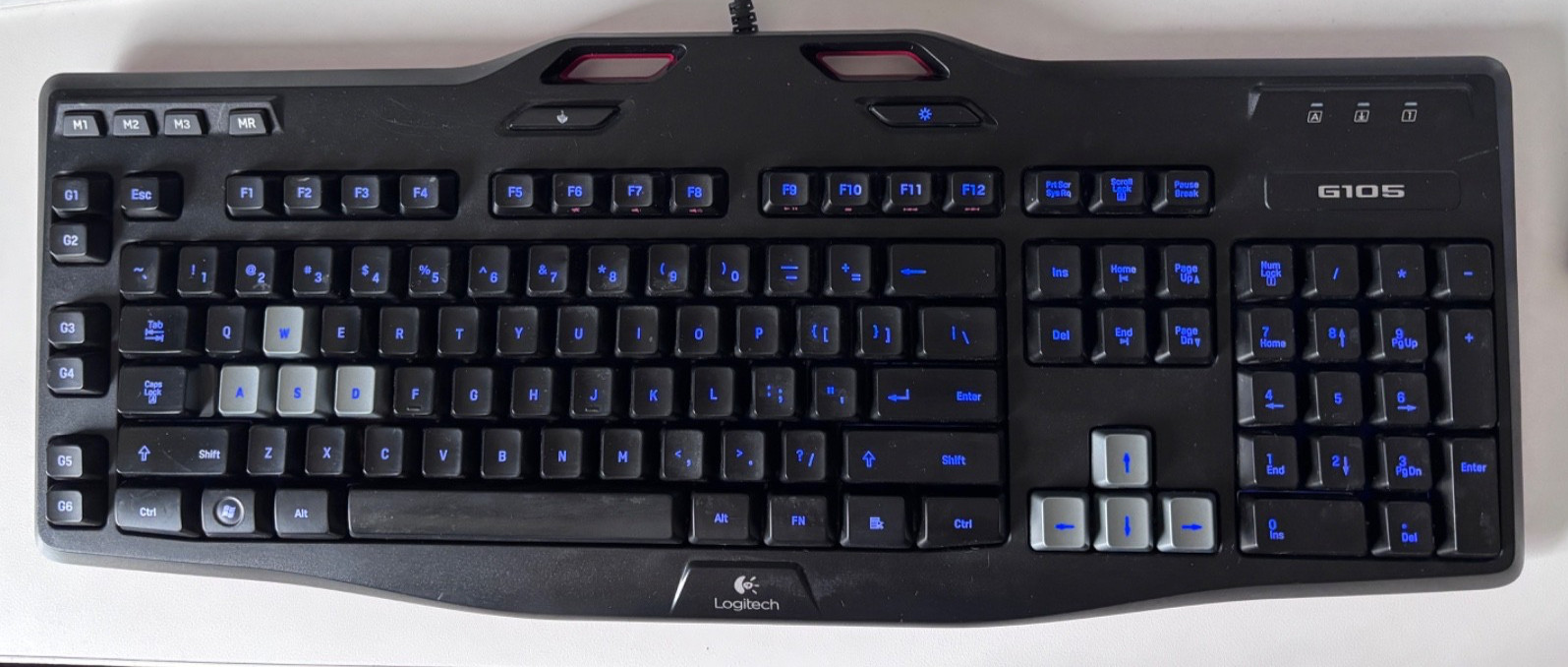 Logitech G105 Wired Gaming Keyboard Blue LED Backlight Y-U0013 Tested