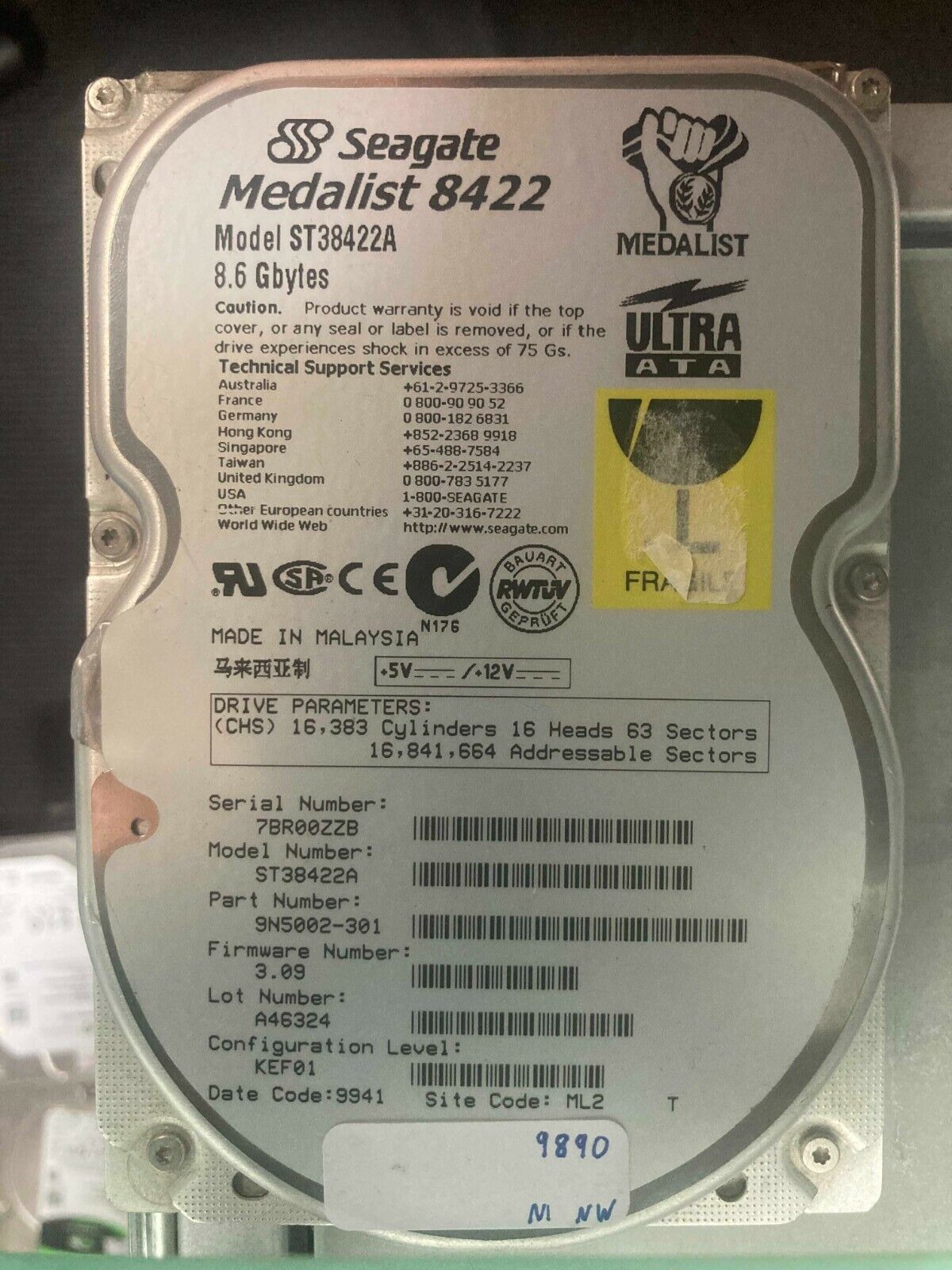 SEAGATE MEDALIST 8422 ST38422A 8.6GB IDE HARD DRIVE GOOD WORKING ORDER 