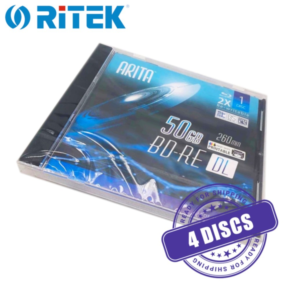 Arita BD-RE DL 50 GB 2x Blu-ray Rewritable Dual Layer 50GB Printable - 4 Discs