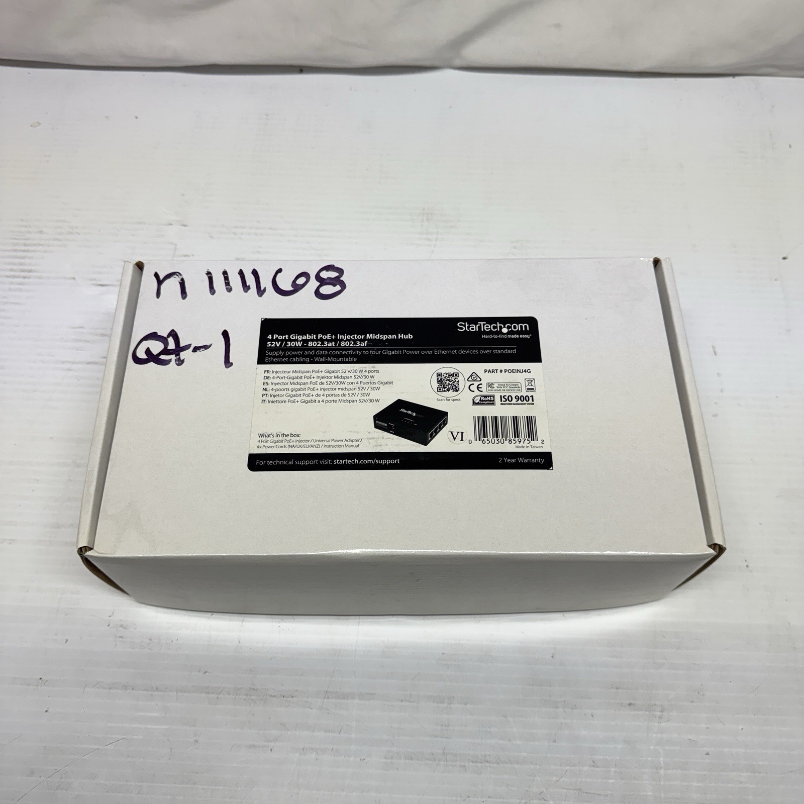 StarTech POEINJ4G 4-port Gigabit midspan - PoE+ injector - 802.3at / af