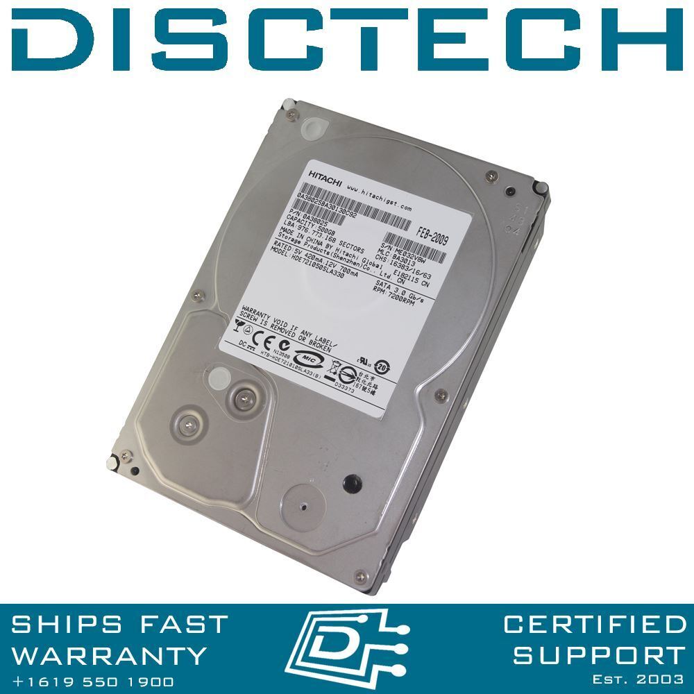 Hitachi Deskstar 500GB 7.2K Enterprise SATA Hard Drive 0A38025 / HDE721050SLA330