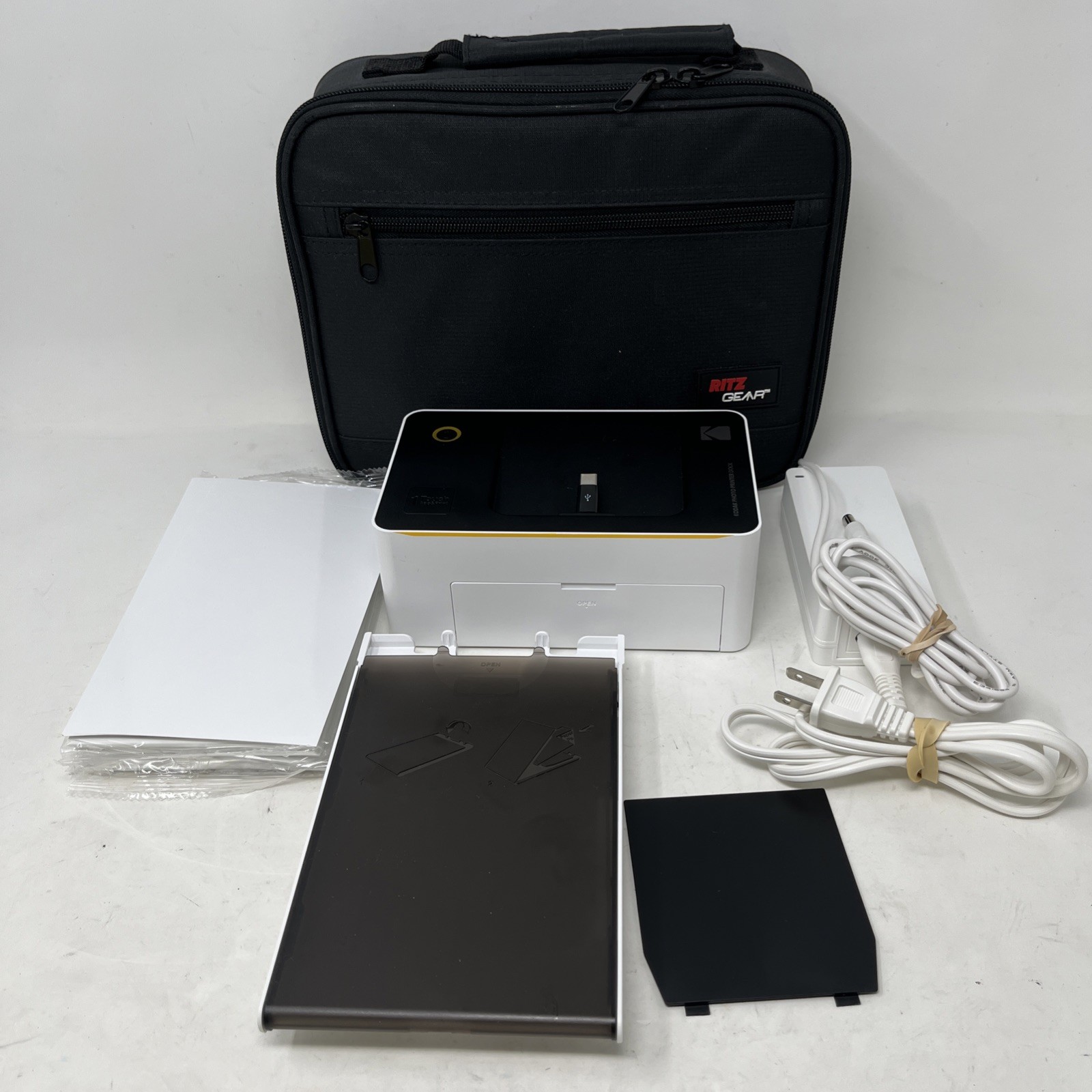 Kodak Photo Printer Dock PD450W Bluetooth /Cartridge & Paper Sheets Bundle Works