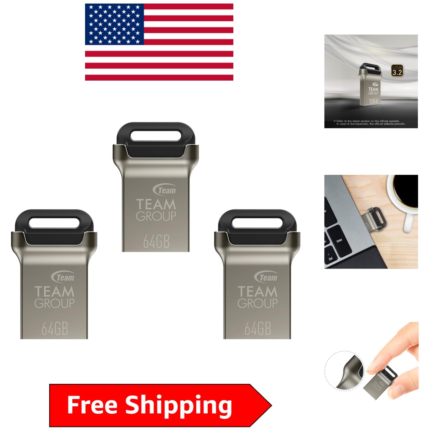 3-Pack 64GB Waterproof USB Drives - Fast Transfer & Compatibility