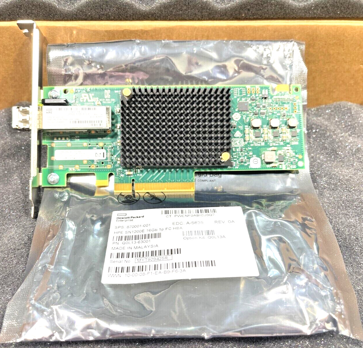 HPE StoreFabric SN1200E 16Gb Fibre Channel PCI-E3x8 Card Q0L13A ✅❤️️✅❤️️ New