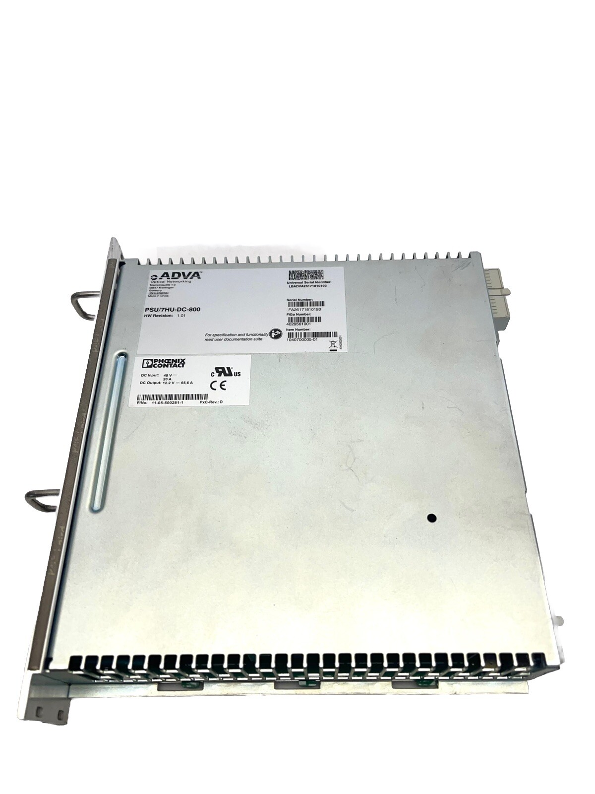 ADVA PSU/7HU-DC-800 / 11-05-500281-1 / 1040700005-01 POWER SUPPLY