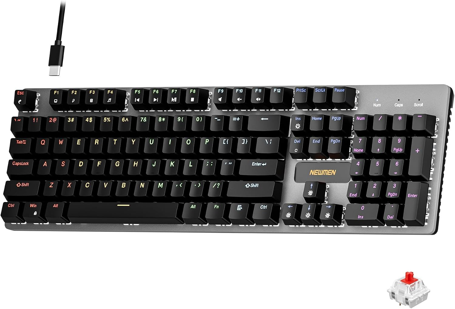 Teclado mecanico GM325Pro 104 teclas retroiluminado LED interruptor rojo lineal