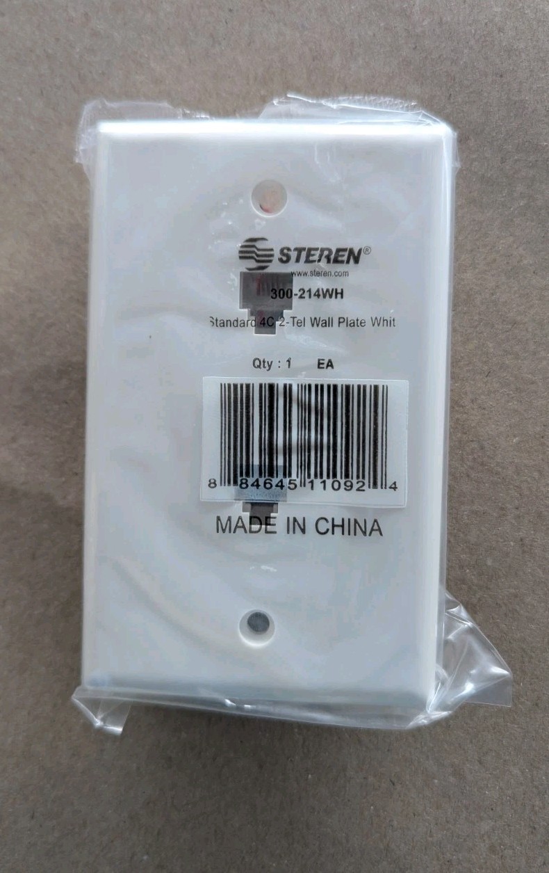 (3-pack) STEREN 300-214WH 4C 2- Tel Wall Plate Modular Duplex  For RJ11 White
