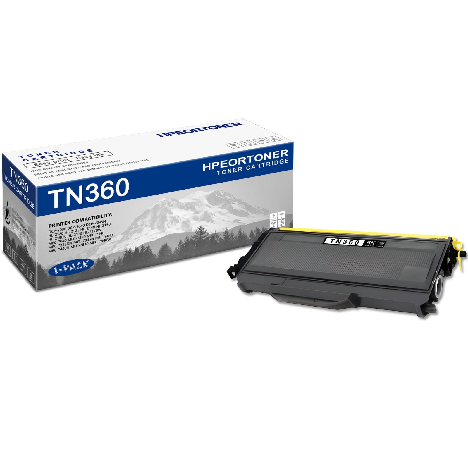 1 PK TN360 Black Toner Cartridge 3,500 pages High-Yield Compatible, TN360, Repla