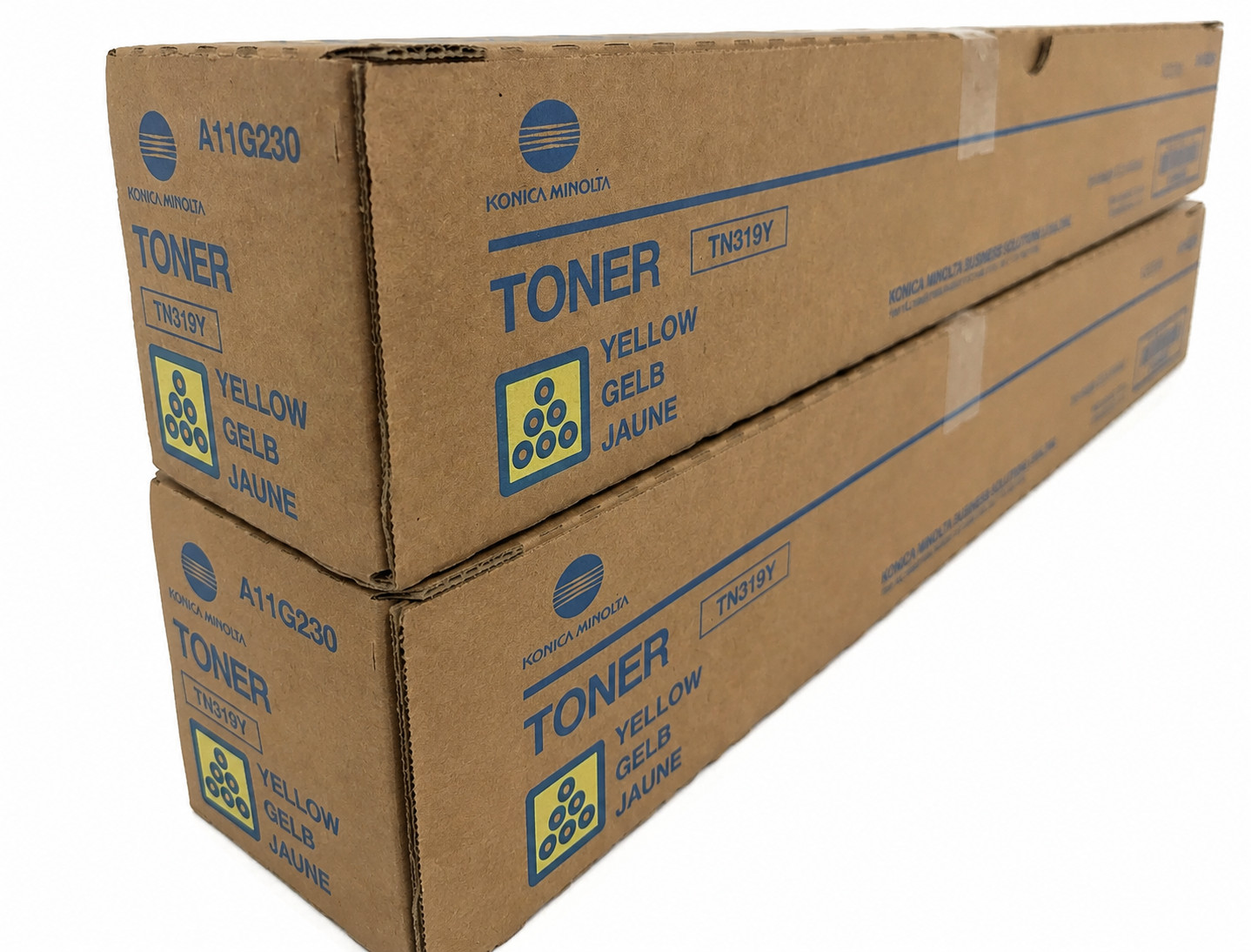 2 Genuine Konica Minolta TN512Y Yellow Toner, Brand New Sealed Box