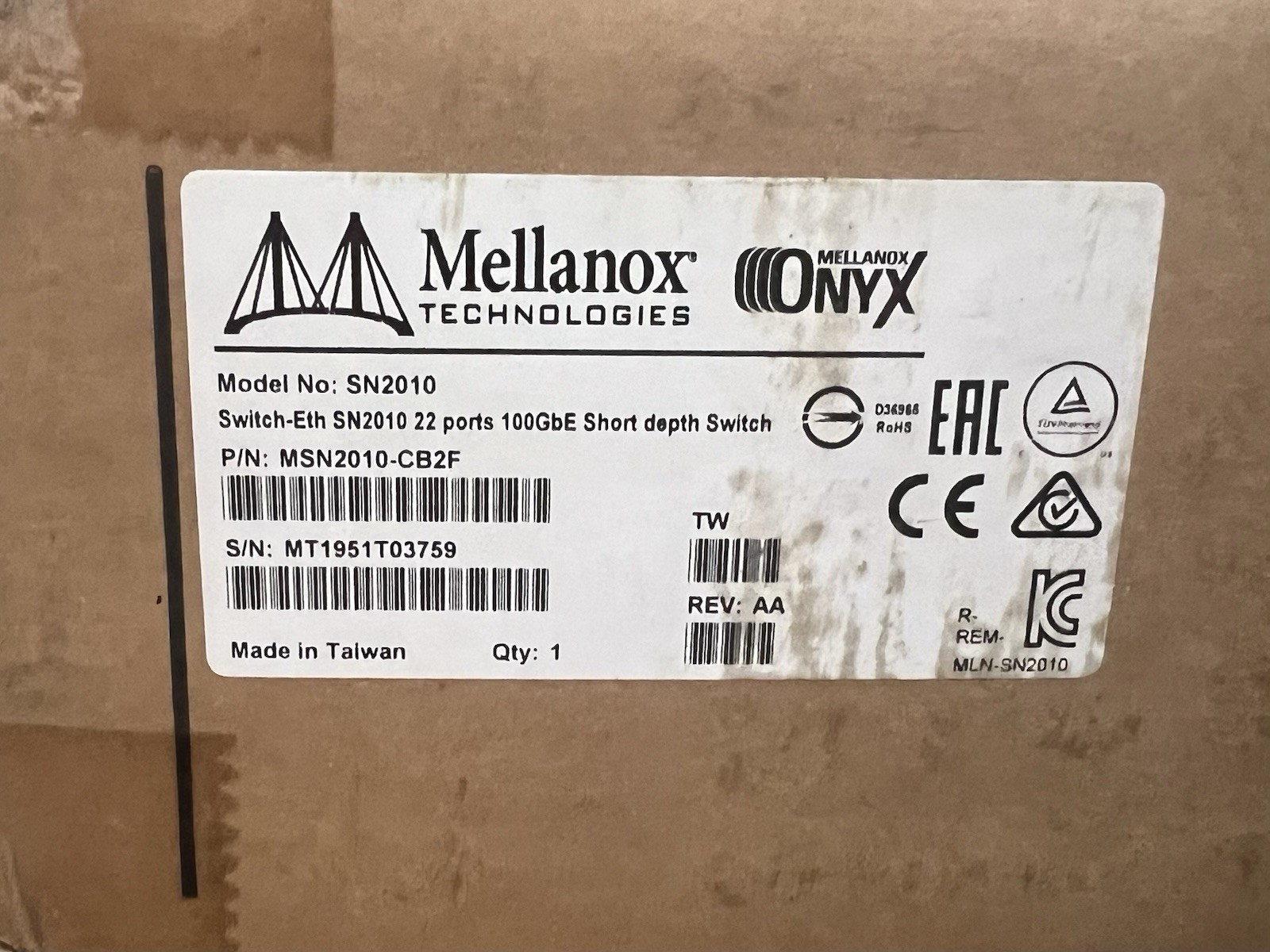 Nvidia Mellanox Ethernet Switch MSN2010 -CB2F 22 ports 100GbE Short Depth Switch