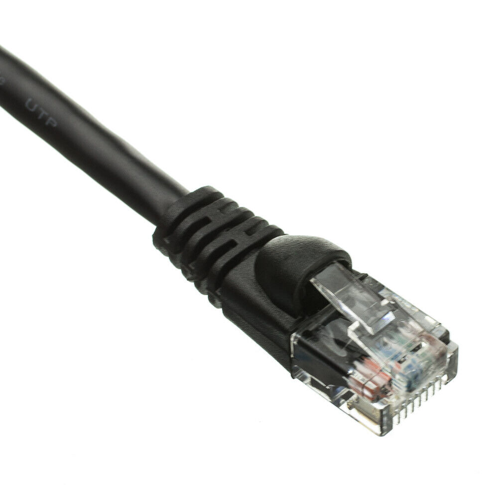 Case of 25 Cables Snagless 6 inch Cat5e Black Network Ethernet Patch Cable