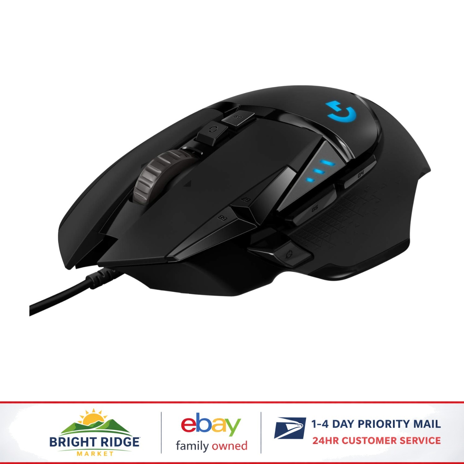 Black Wired Gaming Mouse with Touch Scroll and Precision Tracking Features